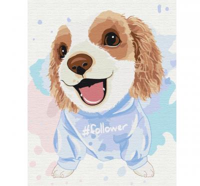 გასაფერადებელი ნომრებით BrushMe BS51353 Friendly dog 40*50სმ. ტილო ჩარჩოზე, აკრილის საღებავი, ფუნჯები /ნაკრები/