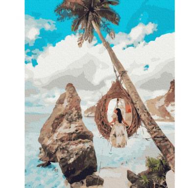 გასაფერადებელი ნომრებით BrushMe GX37603 Girl on Paradise Islands 40*50სმ. ტილო ჩარჩოზე, აკრილის საღებავი, ფუნჯები /ნაკრები/